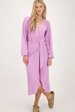 My Jewellery Robe Midi Froissée Violette Avec Chevauchement Violet/Violet clair Online