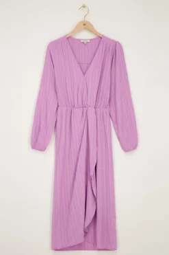My Jewellery Robe Midi Froissée Violette Avec Chevauchement Violet/Violet clair Online