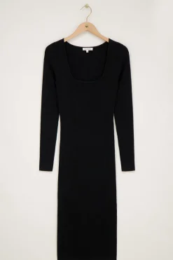 My Jewellery Robe Midi Noire à Encolure Carrée Best