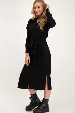 My Jewellery Robe Midi Noire Côtelée Sale