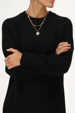 My Jewellery Robe Midi e En Maille Noir Clearance