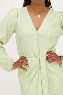 My Jewellery Robe Midi Verte à Chevauchement Vert menthe/Vert Sale