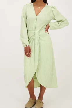 My Jewellery Robe Midi Verte à Chevauchement Vert menthe/Vert Sale
