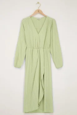 My Jewellery Robe Midi Verte à Chevauchement Vert menthe/Vert Sale