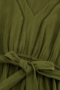 My Jewellery Robe Midi Verte Foncée En Mousseline Clearance