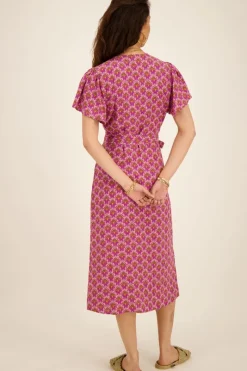 My Jewellery Robe Midi Violette à Motifs Cachemire Violet/Rose/Multicolore/Doré Hot
