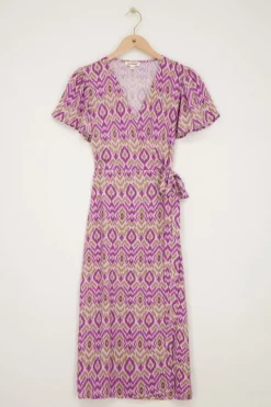 My Jewellery Robe Midi Violette Avec Imprimé Aztèque Violet/Vert Clearance
