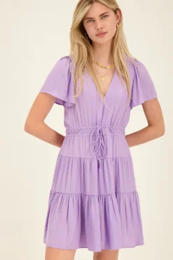 My Jewellery Robe Mi-longue Lilas Effet Satin Violet clair/Vert Fashion