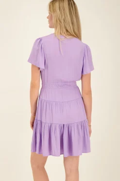 My Jewellery Robe Mi-longue Lilas Effet Satin Violet clair/Vert Fashion