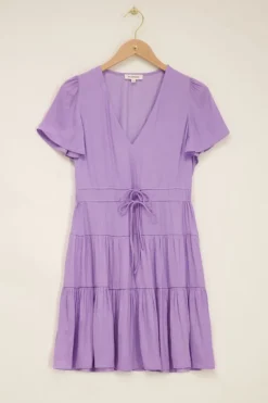 My Jewellery Robe Mi-longue Lilas Effet Satin Violet clair/Vert Fashion