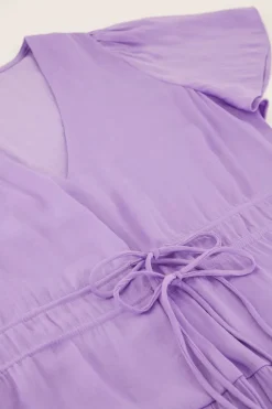 My Jewellery Robe Mi-longue Lilas Effet Satin Violet clair/Vert Fashion