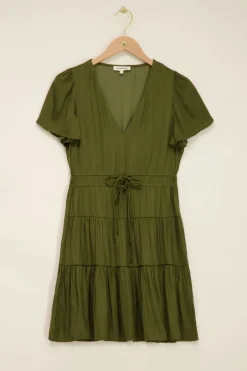 My Jewellery Robe Mi-longue Verte Effet Satin Violet clair/Vert Hot