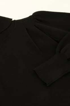 My Jewellery Robe Noire à Manches Bouffantes Et Col Roulé New