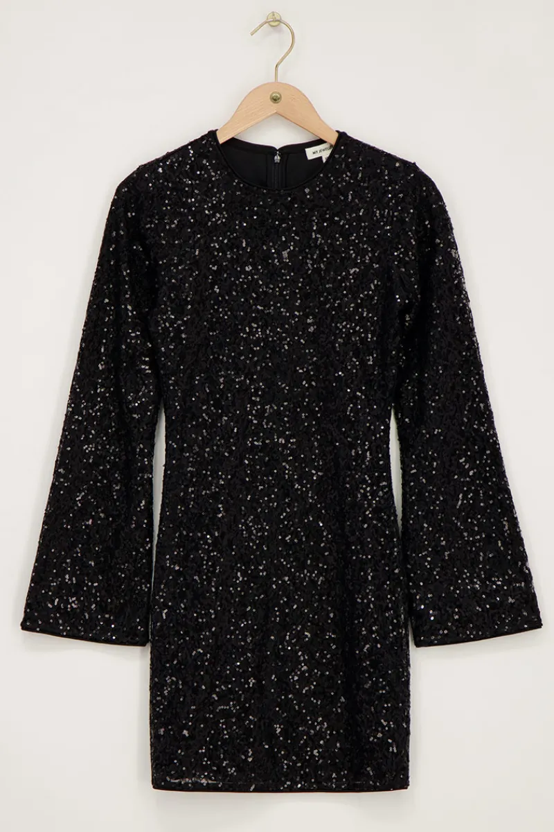 My Jewellery Robe Noire Avec Dentelle Et Paillettes Best