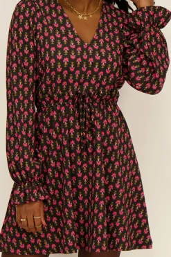 My Jewellery Robe Noire Avec Imprimé Floral Outlet
