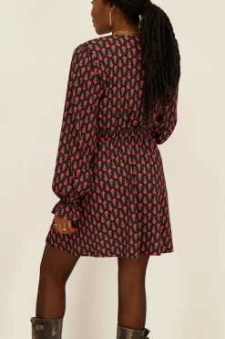 My Jewellery Robe Noire Avec Imprimé Floral Outlet