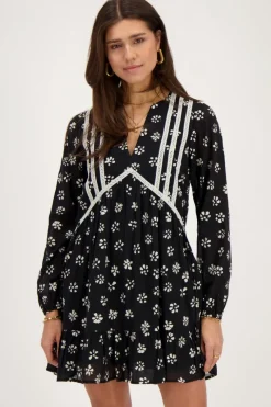 My Jewellery Robe Noire Avec Imprimé Fleuri Blanc Blanc/Noir Clearance