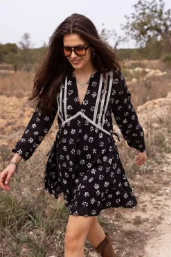 My Jewellery Robe Noire Avec Imprimé Fleuri Blanc Blanc/Noir Clearance