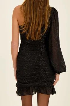 My Jewellery Robe Noire épaule Dénudée Avec Lurex Fashion