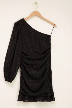 My Jewellery Robe Noire épaule Dénudée Avec Lurex Fashion