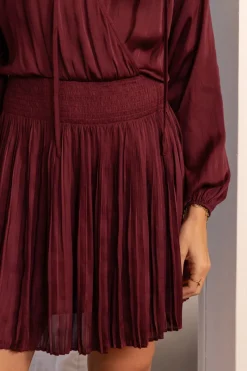 My Jewellery Robe Plissée Aspect Satiné Rouge foncé Hot
