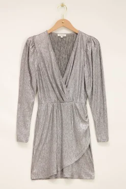 My Jewellery Robe Portefeuille e Métallique à Manches Bouffantes Argenté Best