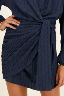 My Jewellery Robe Portefeuille Bleue En Tissu Gaufré Discount