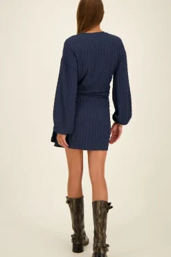 My Jewellery Robe Portefeuille Bleue En Tissu Gaufré Discount