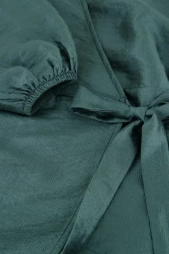 My Jewellery Robe Portefeuille Métallisée e Effet Satin Vert Clearance