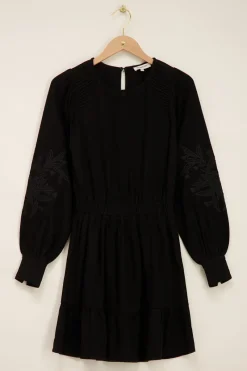 My Jewellery Robe Portefeuille Noire à Manches Brodées Clearance