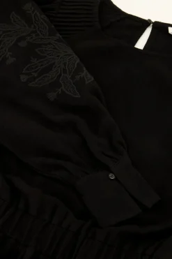 My Jewellery Robe Portefeuille Noire à Manches Brodées Clearance
