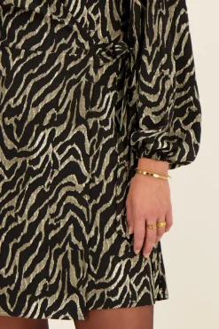 My Jewellery Robe Portefeuille Noire Imprimé Zébré Sale