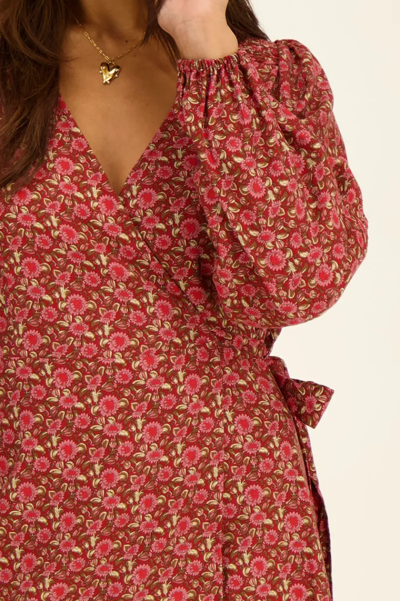 My Jewellery Robe Portefeuille Rouge à Imprimé Floral Online