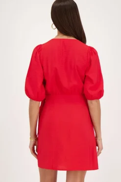 My Jewellery Robe Portefeuille Rouge à Manches Courtes Bouffantes Online