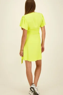 My Jewellery Robe Portefeuille Vert Citron à Manches Courtes Clearance