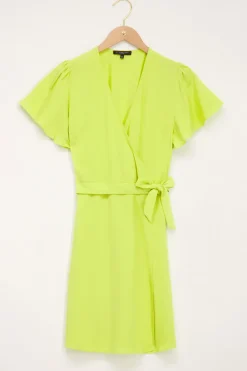 My Jewellery Robe Portefeuille Vert Citron à Manches Courtes Clearance