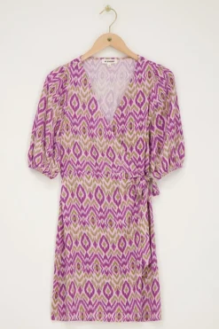 My Jewellery Robe Portefeuille Violette Avec Imprimé Aztèque Violet/Vert Discount