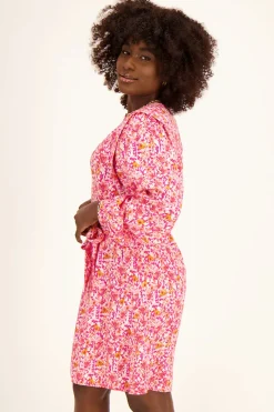 My Jewellery Robe Rose à Motif Floral Et Manches Ballon Discount