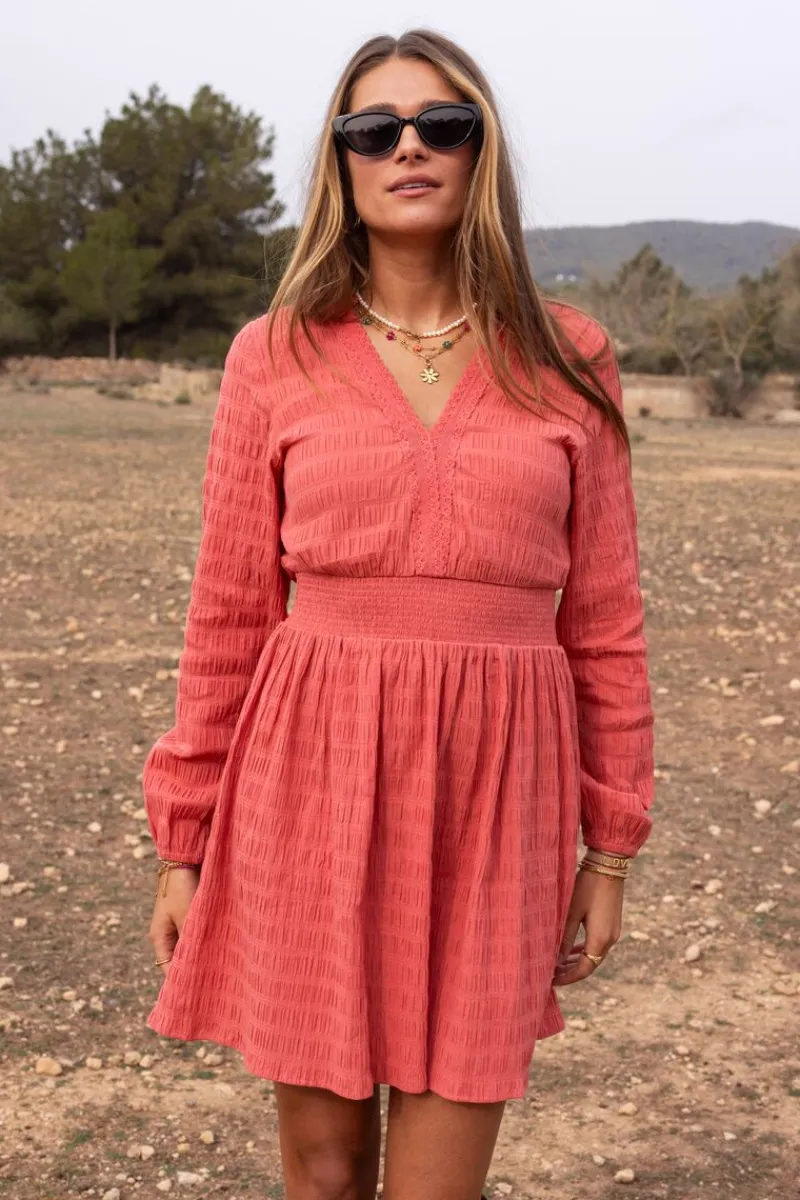My Jewellery Robe Rose Corail Avec Col En V Rose/Corail Outlet