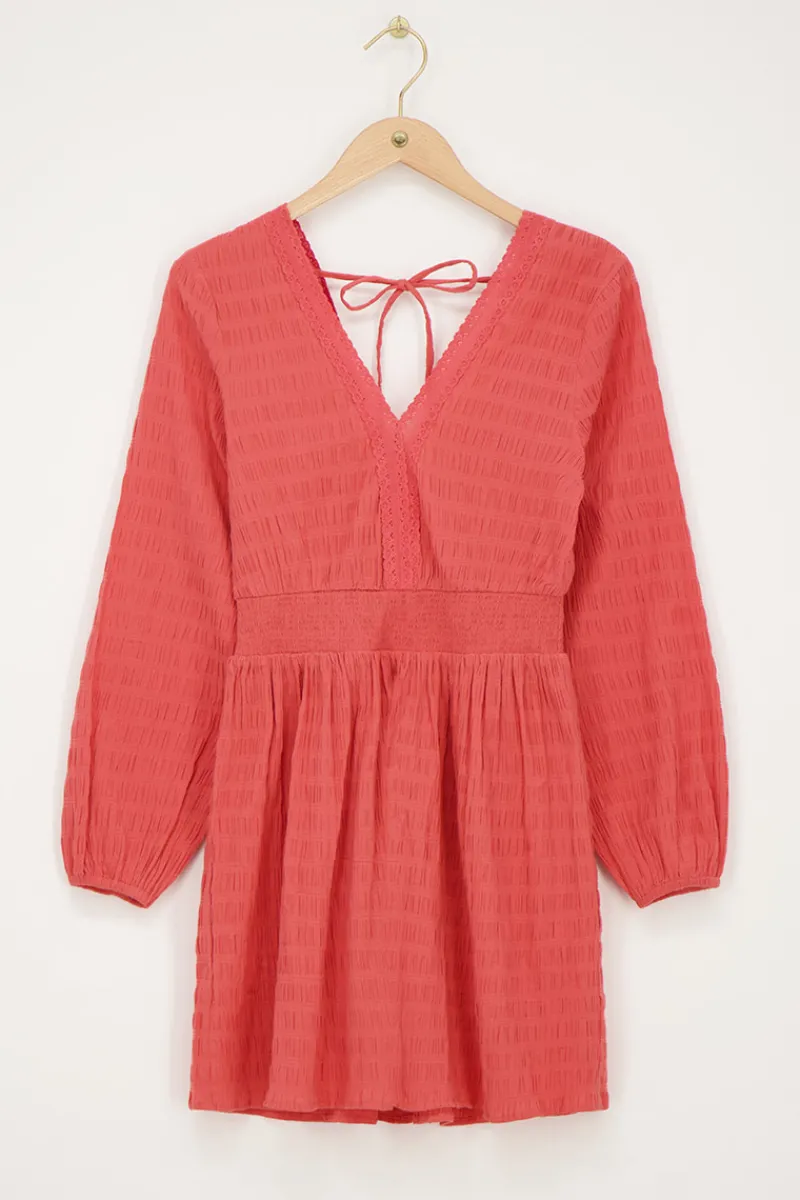 My Jewellery Robe Rose Corail Avec Col En V Rose/Corail Outlet