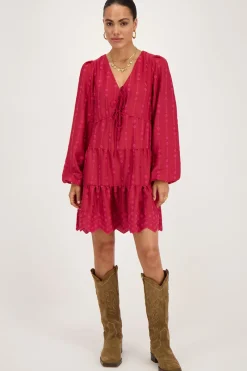 My Jewellery Robe Rouge à Manches Longues Avec Surpiqûres Sur Le Devant Outlet
