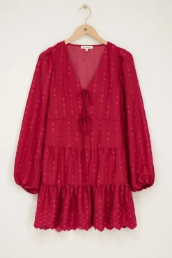 My Jewellery Robe Rouge à Manches Longues Avec Surpiqûres Sur Le Devant Outlet