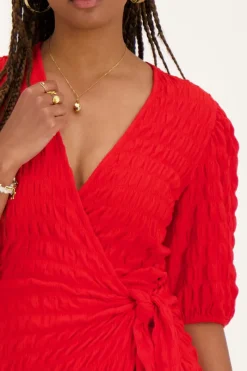 My Jewellery Robe Avec Chevauchement Et Structure Rouge Best