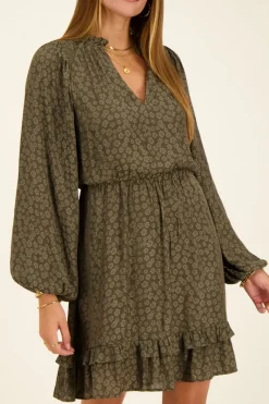 My Jewellery Robe Verte En Jacquard à Manches Longues New