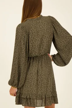 My Jewellery Robe Verte En Jacquard à Manches Longues New
