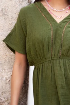 My Jewellery Robe Verte Foncée En Mousseline Vert foncé Sale