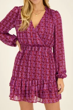 My Jewellery Robe Violette à Imprimé Floral Et Lurex Fashion