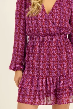 My Jewellery Robe Violette à Imprimé Floral Et Lurex Fashion