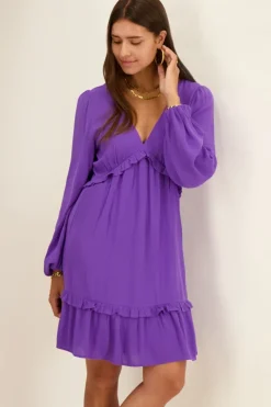 My Jewellery Robe Violette à Manches Longues & Dos Nu Sale
