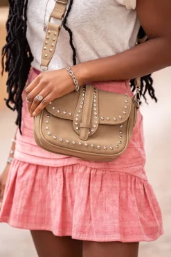My Jewellery Sac à Bandoulière Beige Avec Clous Argentés Fashion